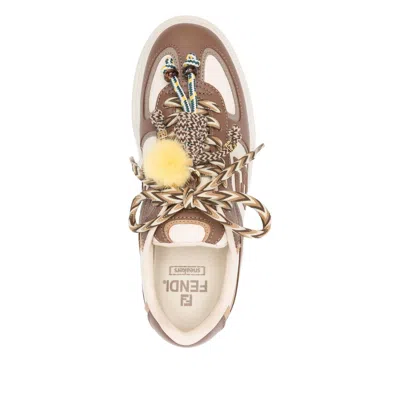 Fendi Sneakers Chunky Sole Contrast Panels In Brown