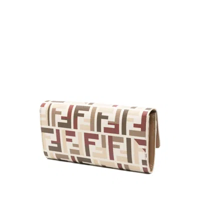 Fendi Ff Fabric Continental With Chain Pouch In White