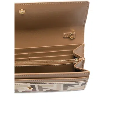 Fendi Ff Fabric Continental With Chain Pouch In White