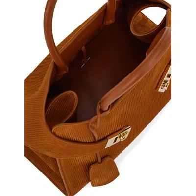 Ferragamo Hug S Beige Handbag With Logo And Gancini Buckle In Leather Woman In Brown