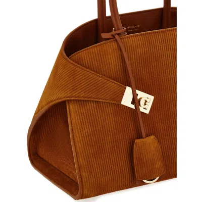 Ferragamo Hug S Beige Handbag With Logo And Gancini Buckle In Leather Woman In Brown