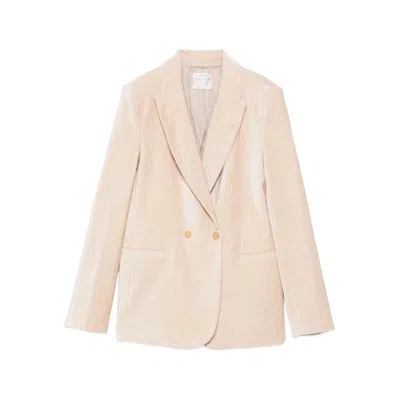 Forte Forte Double-breasted Velvet Jacket Featuring Pockets In Pink