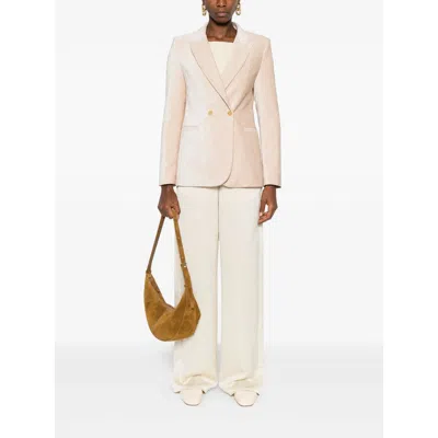 Forte Forte Double-breasted Velvet Jacket Featuring Pockets In Pink