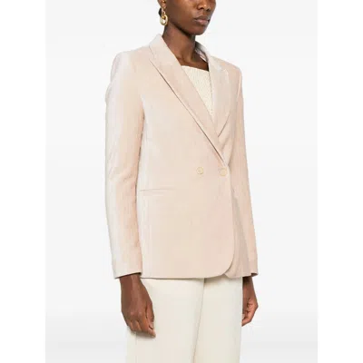 Forte Forte Double-breasted Velvet Jacket Featuring Pockets In Pink