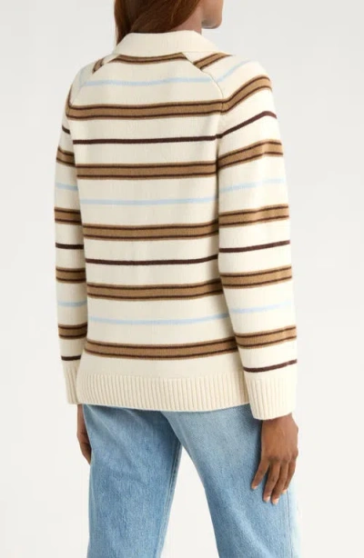 Rag & Bone Peggy Stripe Collared Oversize Wool Cardigan In Multi