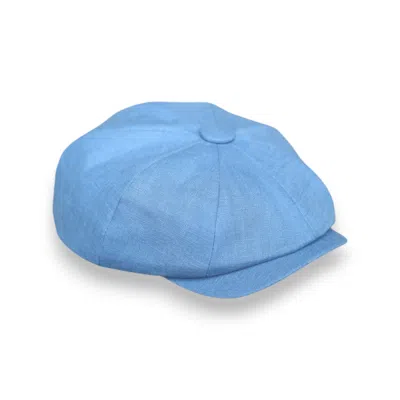 Mister Miller - Master Hatter Men's Albert's Wave Bakerboy Cap In Ink-blue Washed Linen In Blue