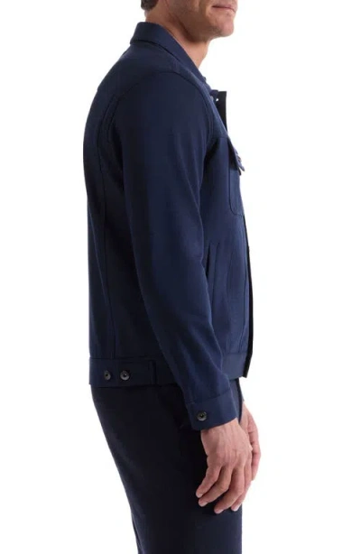 Bugatchi Knit Trucker Jacket In Blue
