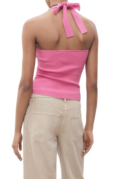 Mango Knit Halter Tank In Pink
