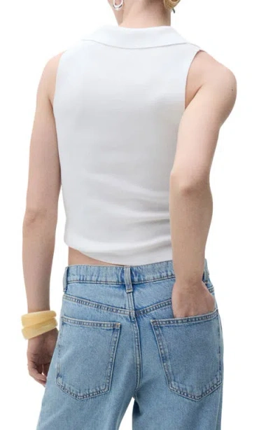 Mango Sleeveless Knit Polo In White