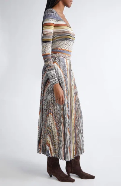 Missoni Langes Kleid Mit Plissiertem Rock Und Streifen In Multi