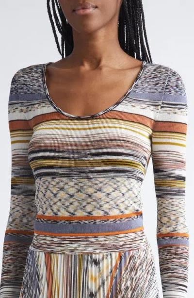 Missoni Langes Kleid Mit Plissiertem Rock Und Streifen In Multi