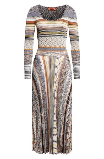Missoni Langes Kleid Mit Plissiertem Rock Und Streifen In Multi
