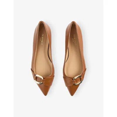 Lk Bennett Ethel Pointed Toe Flat In Brown