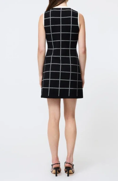 French Connection Check Sleeveless Round Neck Dress In Black