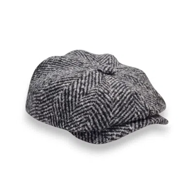 Mister Miller - Master Hatter Men's Grey Albert's Pepper Bakerboy Cap In Charcoal Virgin Wool In Gray