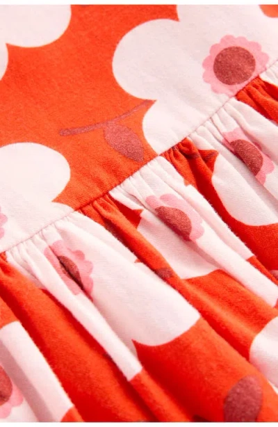 Mini Boden Kids' Floral Long Sleeve Cotton Dress In Red