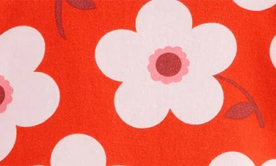 Mini Boden Kids' Floral Long Sleeve Cotton Dress In Red
