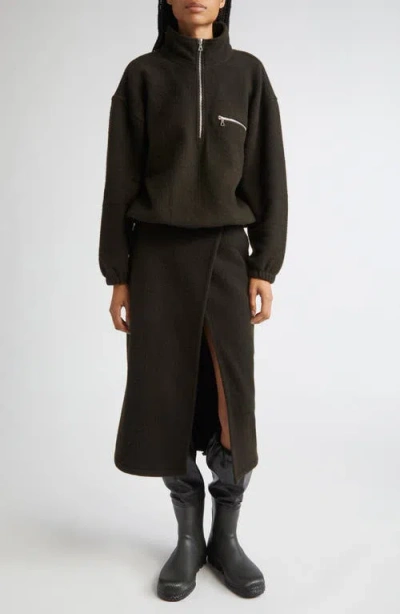 Rier Wool Fleece Half Zip Sweatshirt In Black