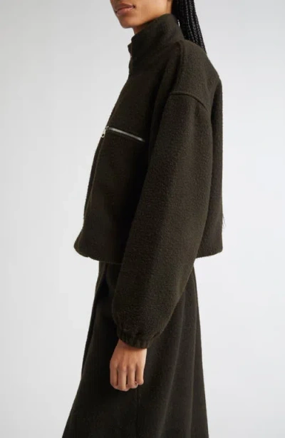 Rier Wool Fleece Half Zip Sweatshirt In Black