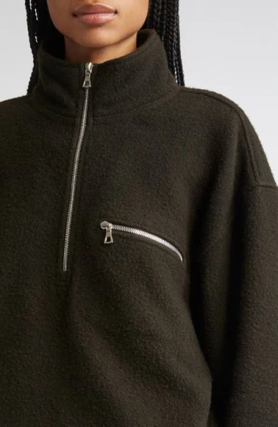 Rier Wool Fleece Half Zip Sweatshirt In Black