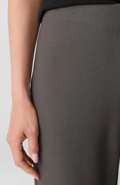 Eileen Fisher Stretch Crepe Flat Front Slim Ankle Pants In Rye In Gray