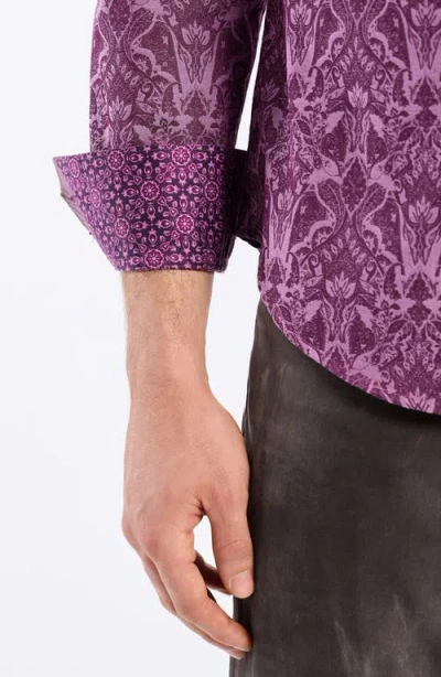Robert Graham Highland Stretch Cotton Button-up Shirt In Purple
