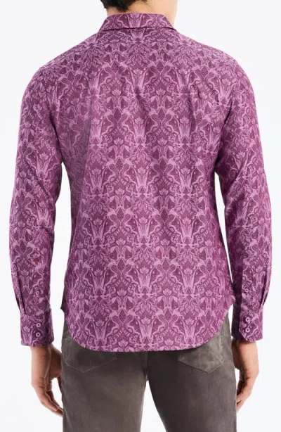 Robert Graham Highland Stretch Cotton Button-up Shirt In Purple