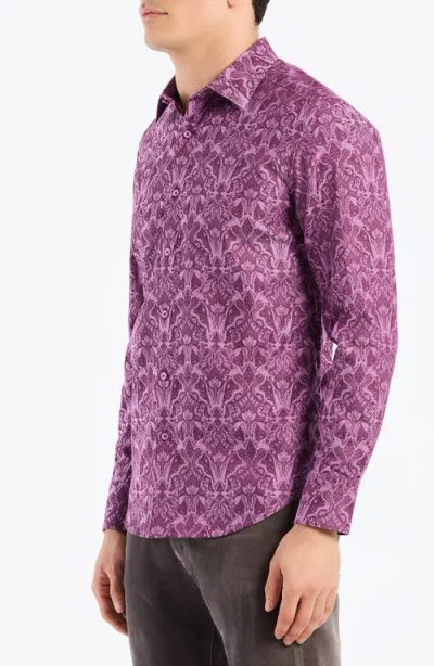 Robert Graham Highland Stretch Cotton Button-up Shirt In Purple
