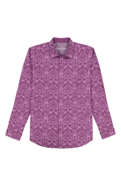 Robert Graham Highland Stretch Cotton Button-up Shirt In Purple