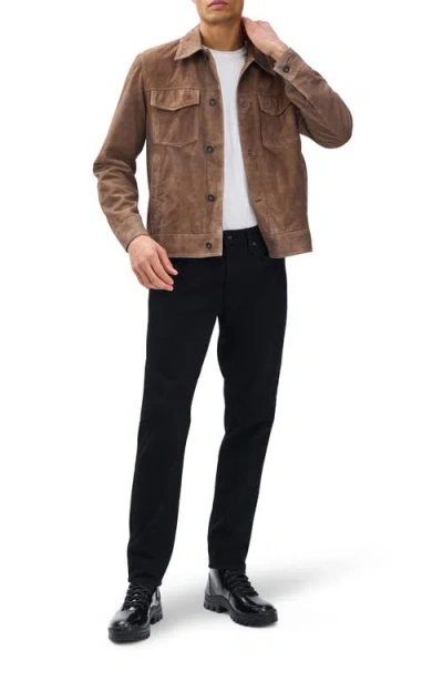 Rag & Bone Water Repellent Goatskin Suede Trucker Jacket In Brown