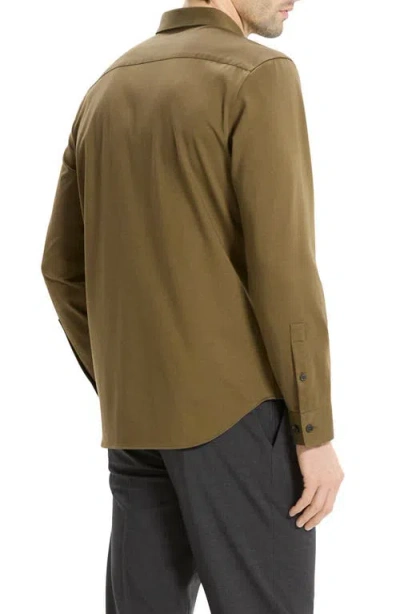 Theory Sylvain Nd Structure Knit Button-up Shirt In Green