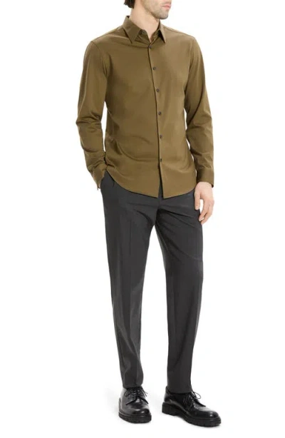 Theory Sylvain Nd Structure Knit Button-up Shirt In Green