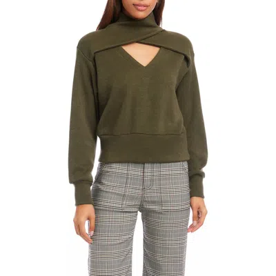 Fifteen Twenty Caly Crossover Cutout Sweatshirt In Green