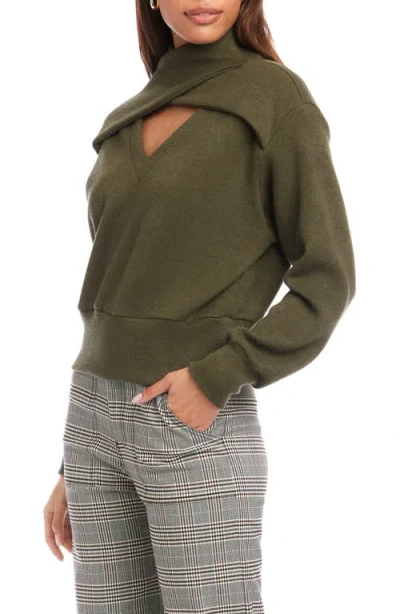 Fifteen Twenty Caly Crossover Cutout Sweatshirt In Green