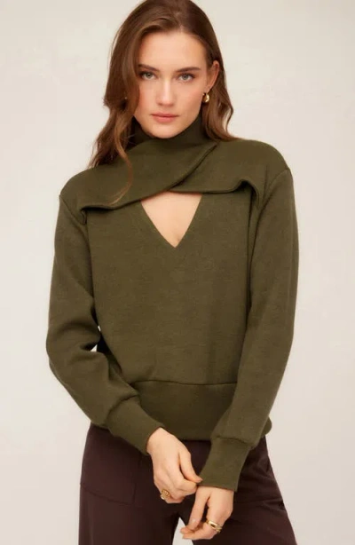 Fifteen Twenty Caly Crossover Cutout Sweatshirt In Green