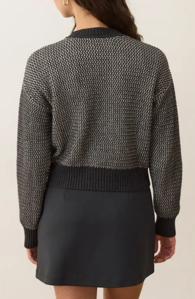 Marine Layer Robin Texture Crewneck Crop Sweater In Black