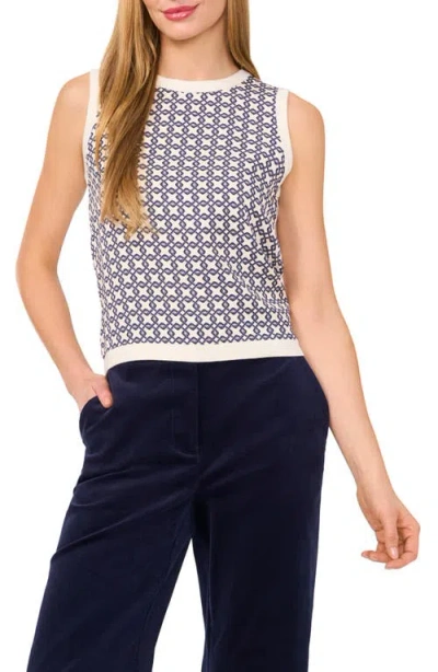 Ted Baker Geo Print Mixed Media Tank In Blue