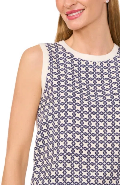 Ted Baker Geo Print Mixed Media Tank In Blue