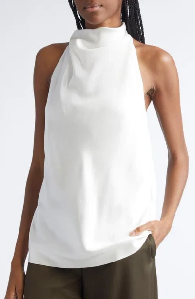 Stella Mccartney Cowl Neck Satin Halter Top In White