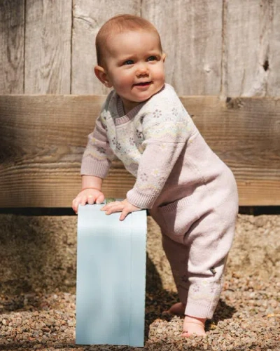 Deux Par Deux Jacquard Knitted Romper Keepsake In Pink