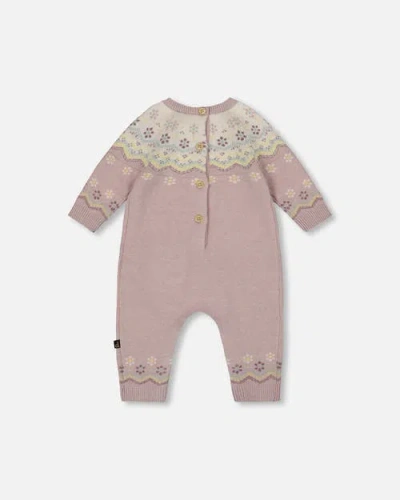 Deux Par Deux Jacquard Knitted Romper Keepsake In Pink