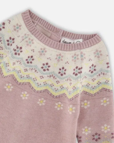 Deux Par Deux Jacquard Knitted Romper Keepsake In Pink