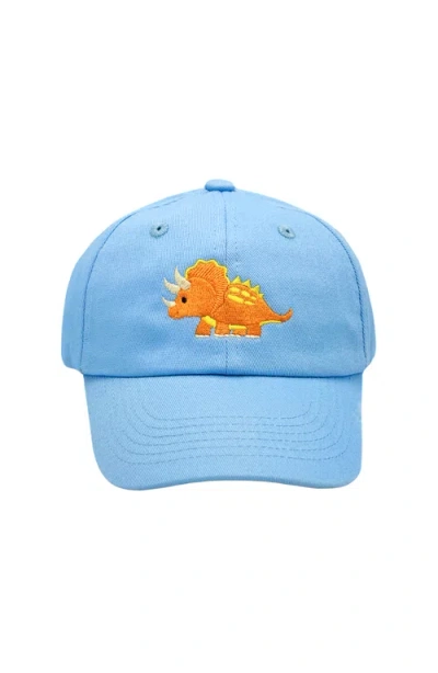 Bits & Bows Triceratops Dinosaur Twill Baseball Hat In Blue