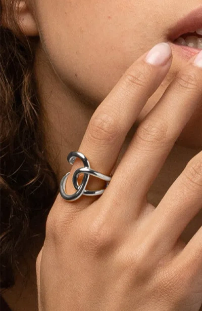 Bearfruit Jewelry Breena Two Irregular Shaped Statement Open Ring In Metallic