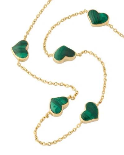 Jan Leslie Five Station Heart 30" Necklace Set In Sterling Silver With 18k Gold Overlay In Gold