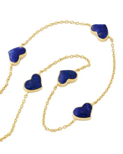 Jan Leslie Five Station Heart 30" Necklace Set In Sterling Silver With 18k Gold Overlay In Gold