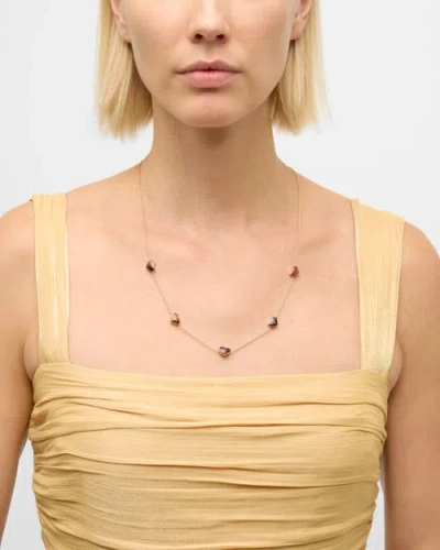 Jan Leslie Five Station Heart 30" Necklace Set In Sterling Silver With 18k Gold Overlay In Gold