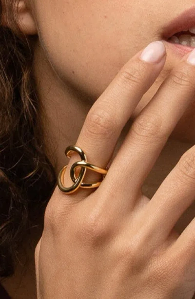 Bearfruit Jewelry Breena Two Irregular Shaped Statement Open Ring In Gold