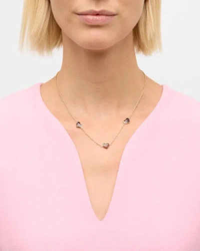 Jan Leslie Triple Station Heart 20" Necklace Set In Sterling Silver With 18k Gold Overlay In Gold