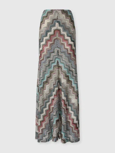Missoni Flared Long Skirt In Viscose With Zigzag Pattern In Multi